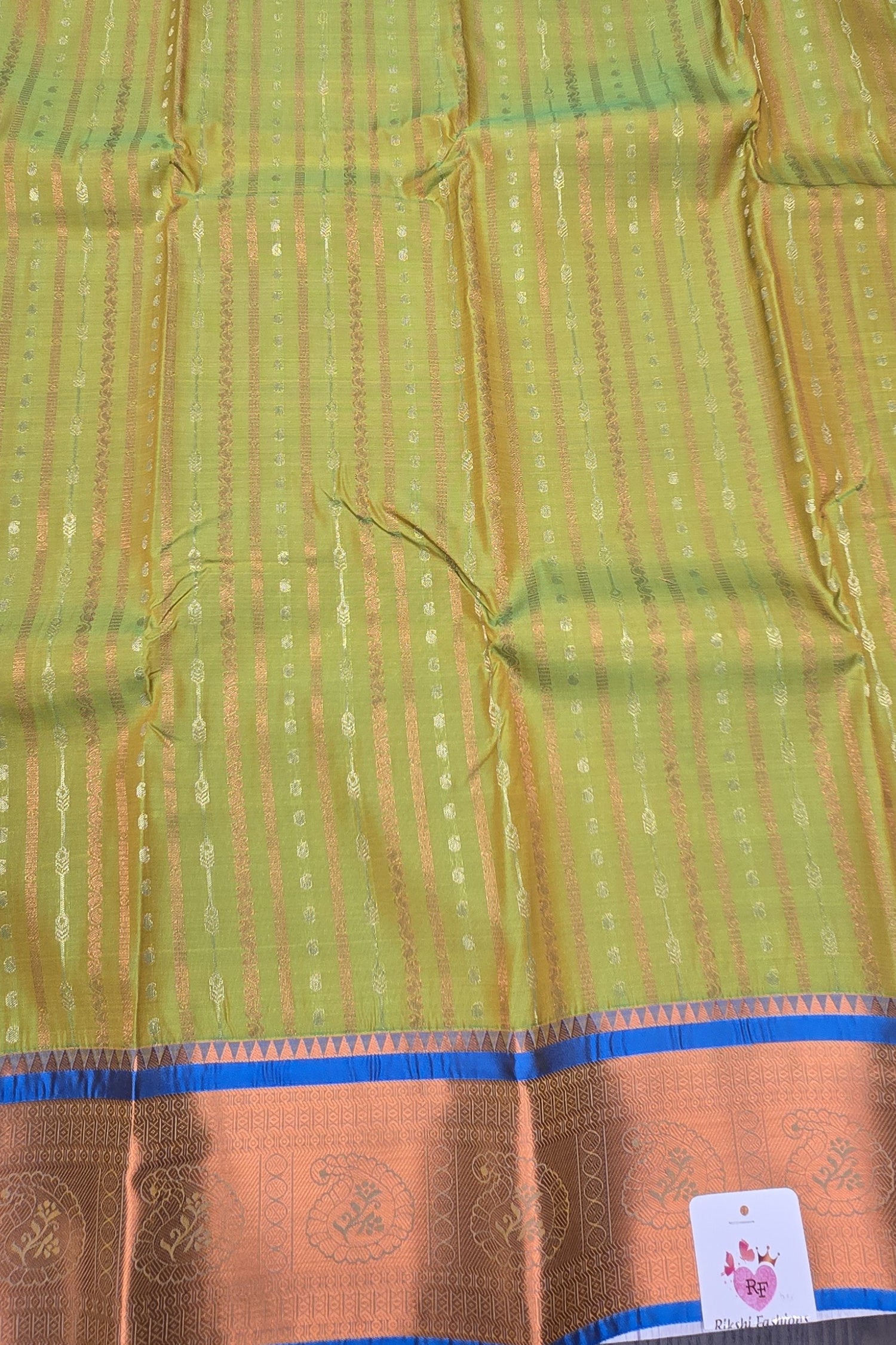 Green with Blue Semi Kanchi Silk Saree