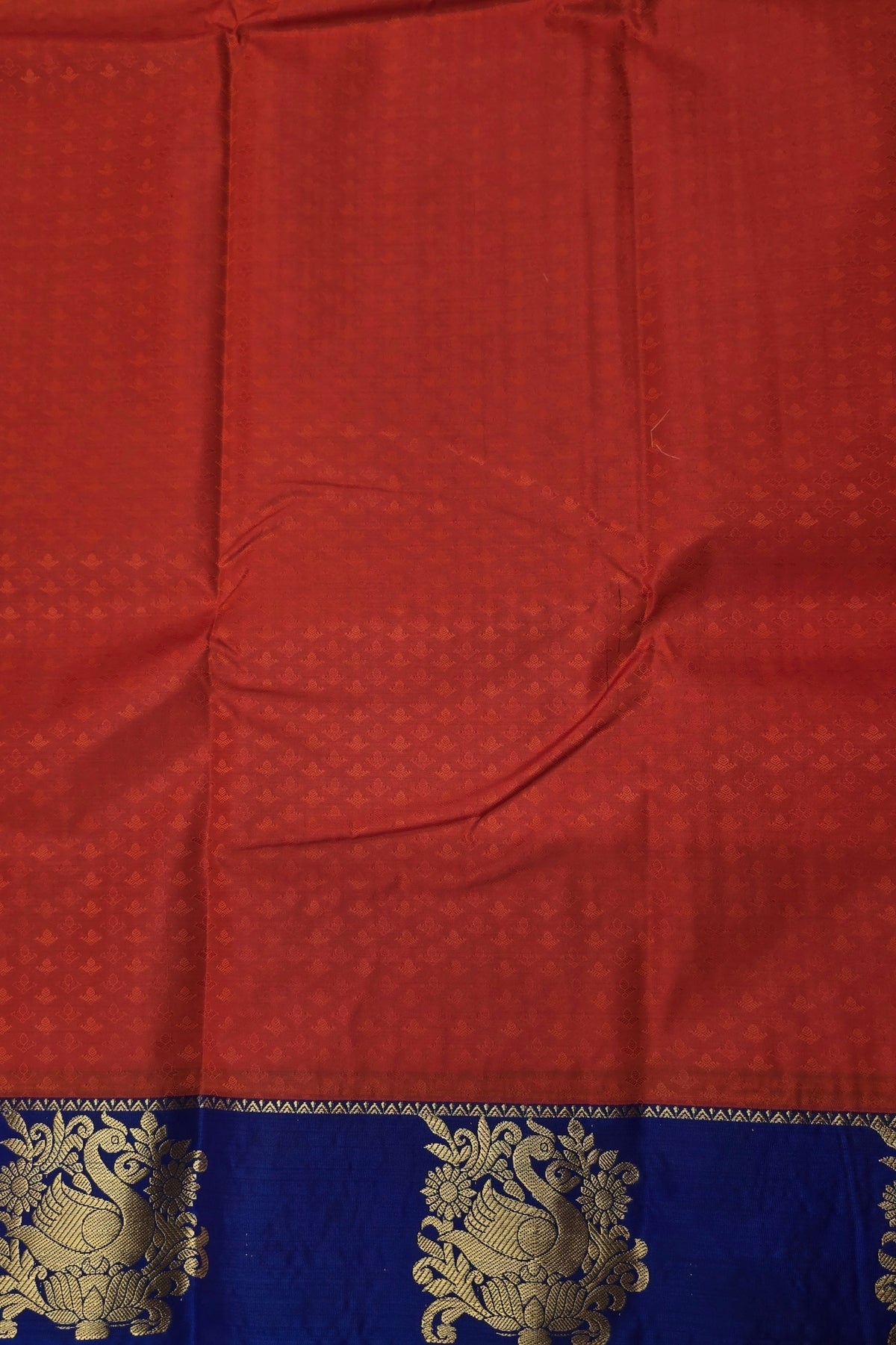 Vibrant Red Semi Silk Saree with Contrasting Blue Border