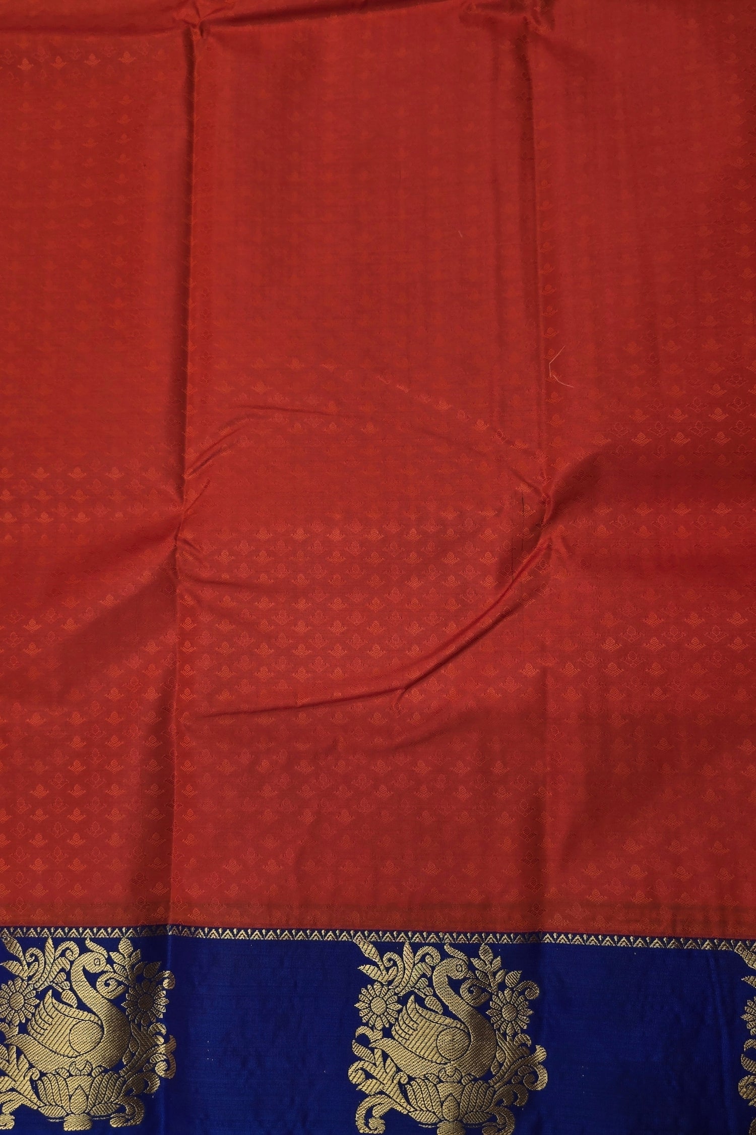 Vibrant Red Semi Silk Saree with Contrasting Blue Border