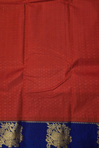 Vibrant Red Semi Silk Saree with Contrasting Blue Border