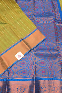 Green with Blue Semi Kanchi Silk Saree