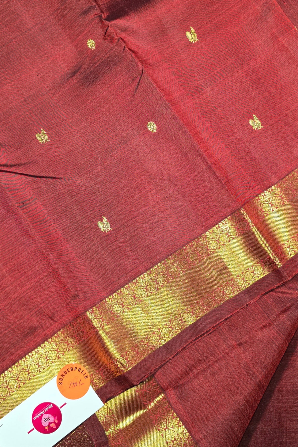 Classic Red Kanchipuram Silk Saree with Gold Border