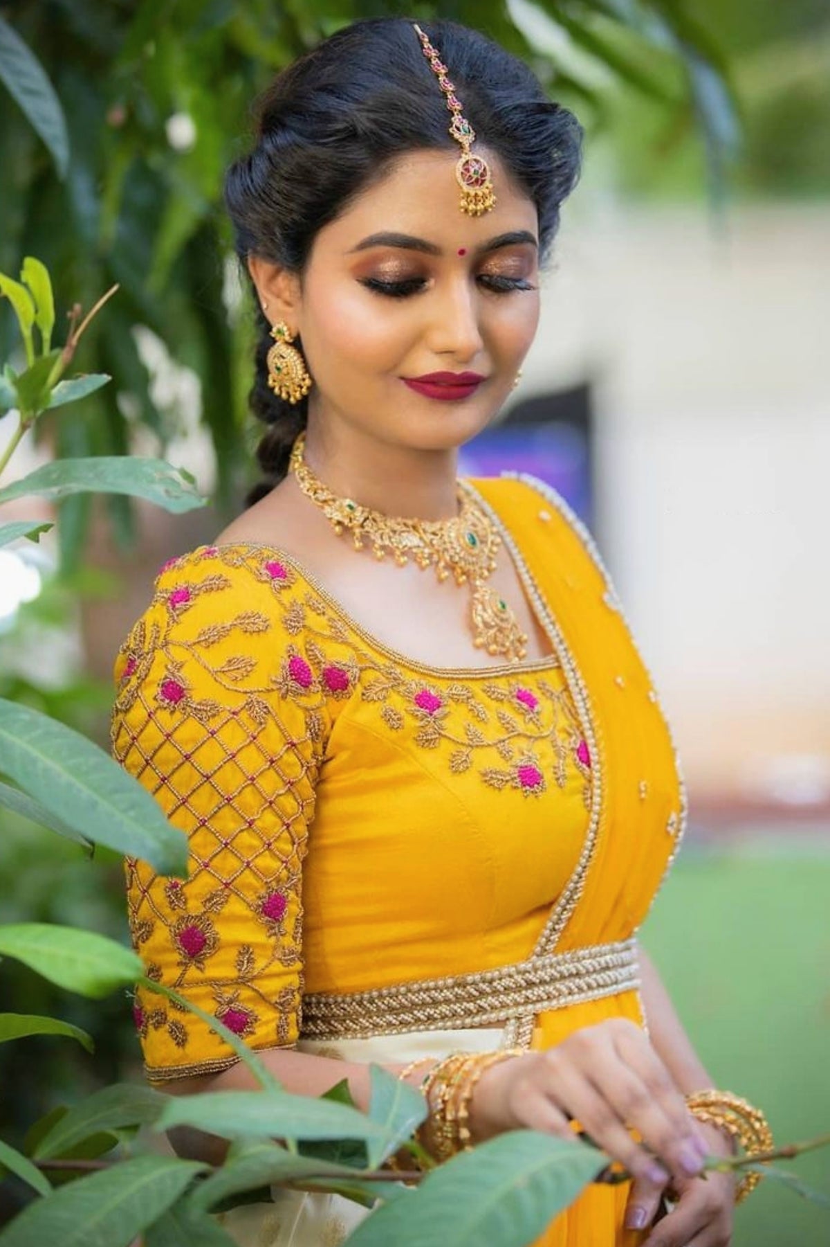Yellow with White Bridal Lehenga with Embroidery