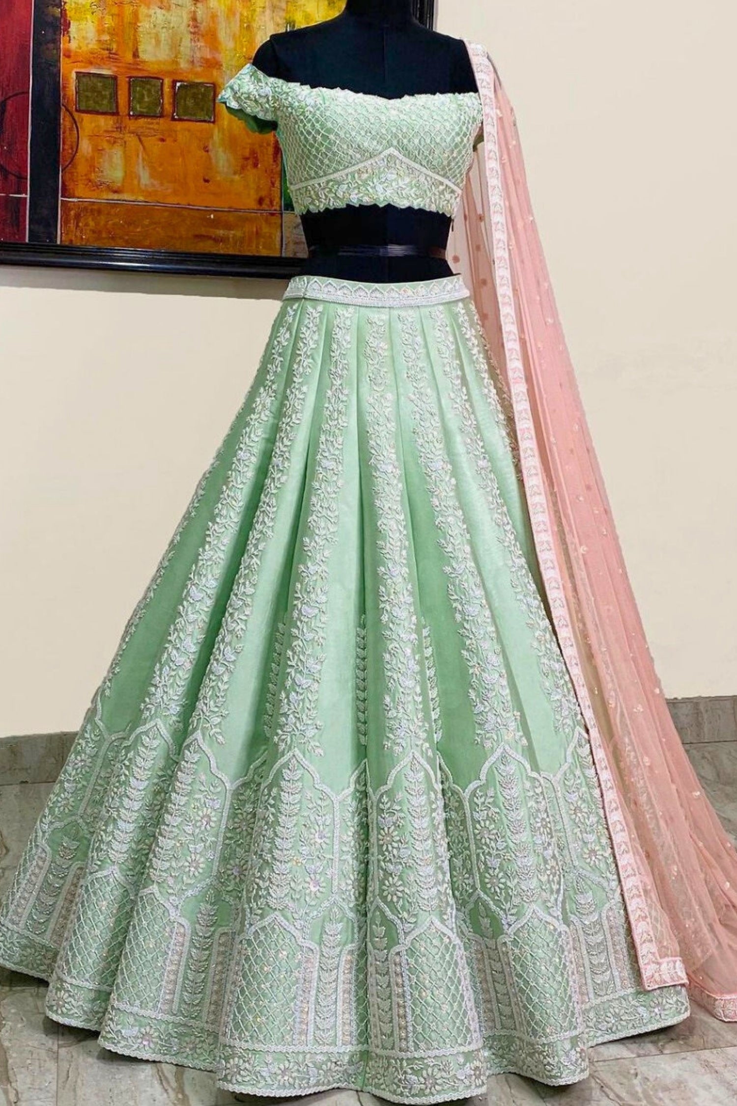 Laurel Grace Lehenga with Light Pink Dupatta