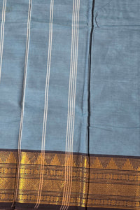 Elegant Sky Blue Cotton Saree with Dark Blue Border