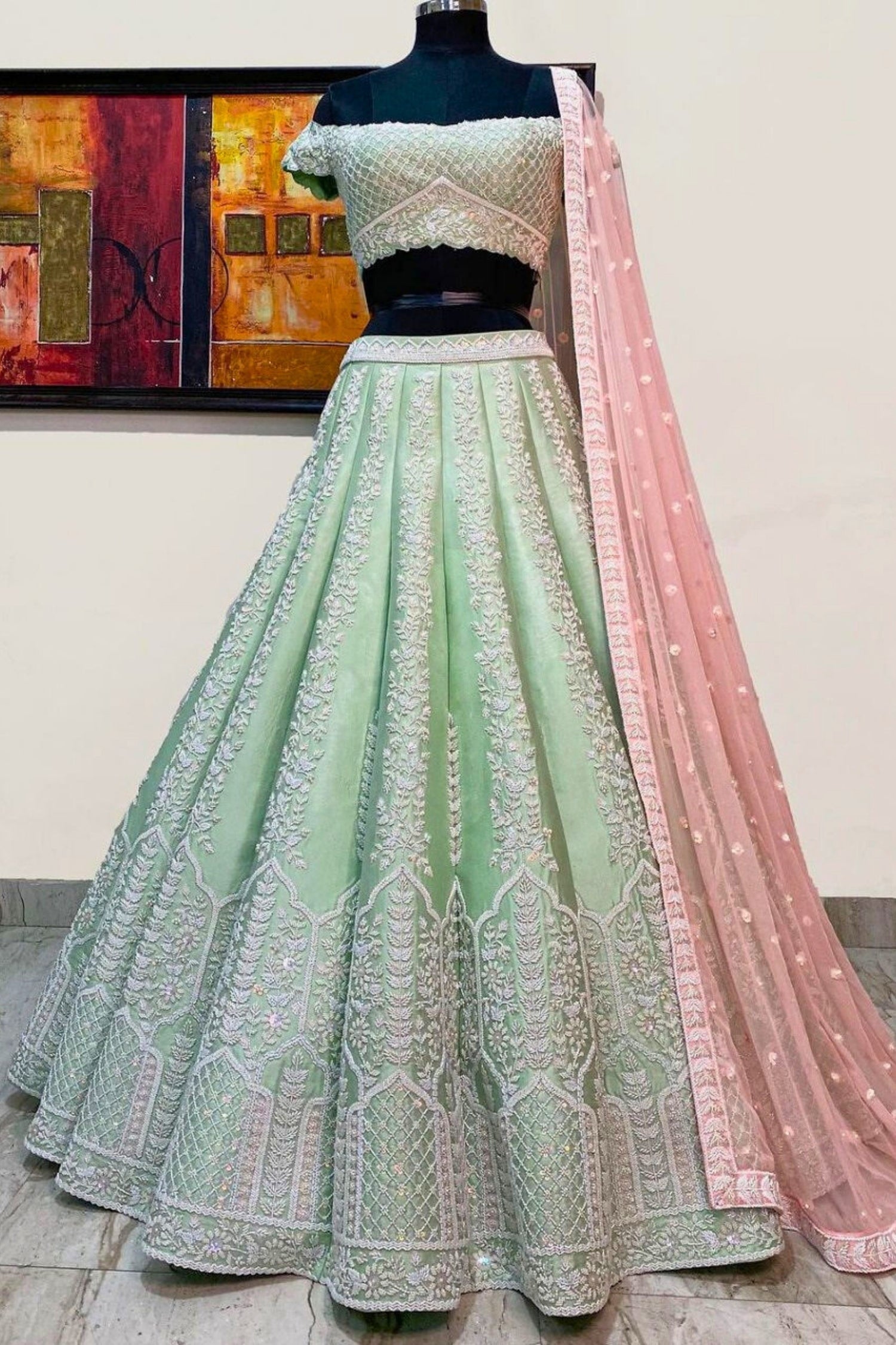 Laurel Grace Lehenga with Light Pink Dupatta
