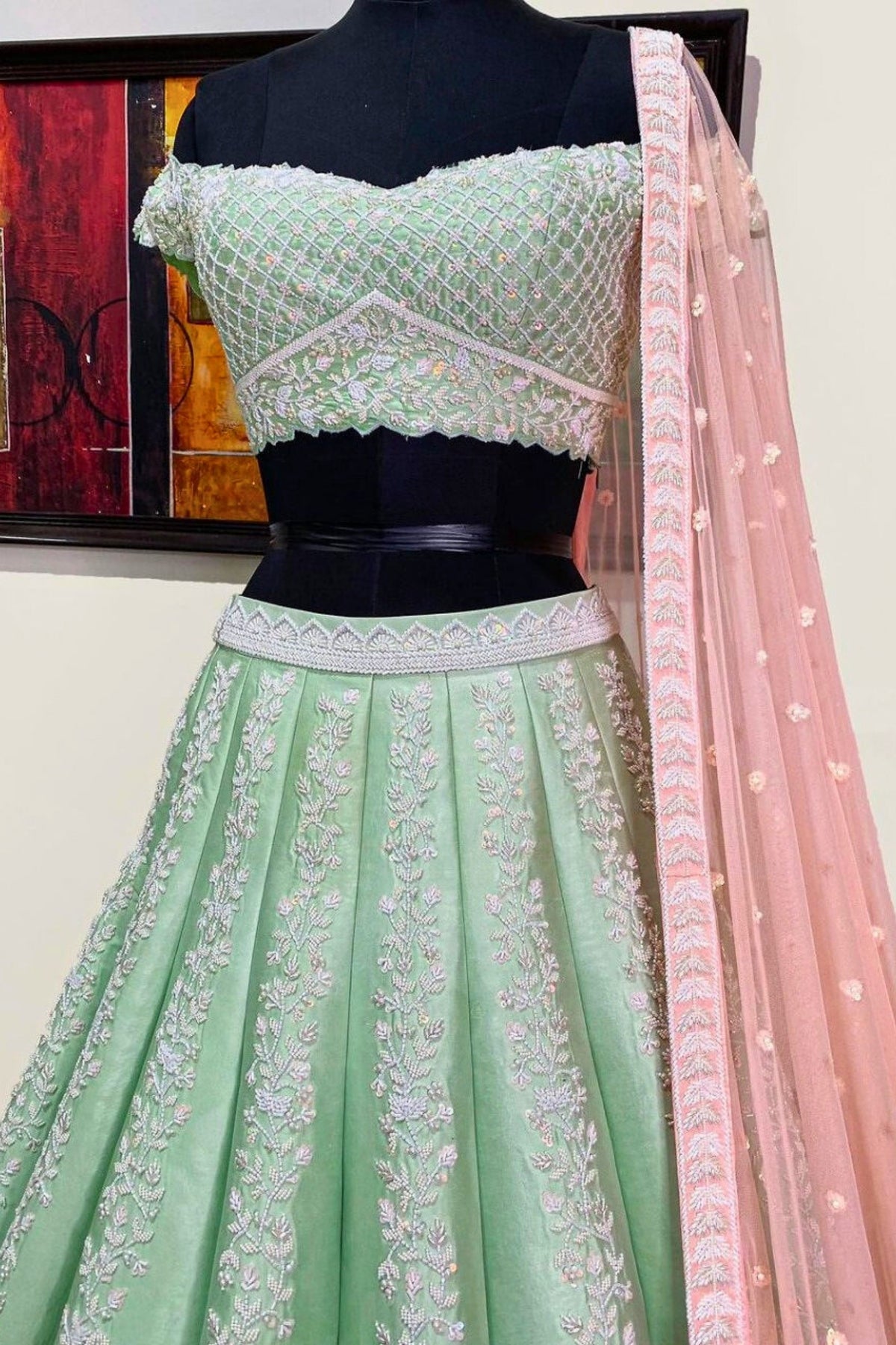 Laurel Grace Lehenga with Light Pink Dupatta