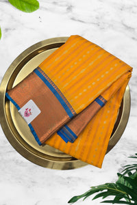 Yellow With Blue Semi Kanchi Silk Saree