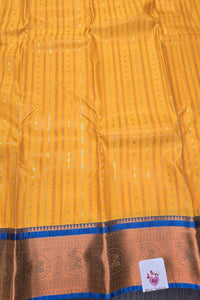 Yellow With Blue Semi Kanchi Silk Saree