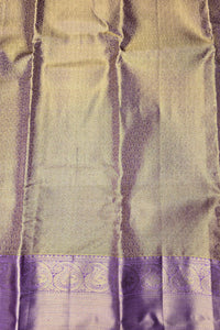Gold Floral with Purple Border Kanchipuram Saree