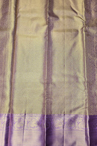 Gold Floral with Purple Border Kanchipuram Saree