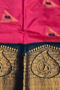 Pink and black saree with gold embroidery