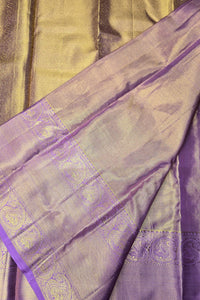 Gold Floral with Purple Border Kanchipuram Saree