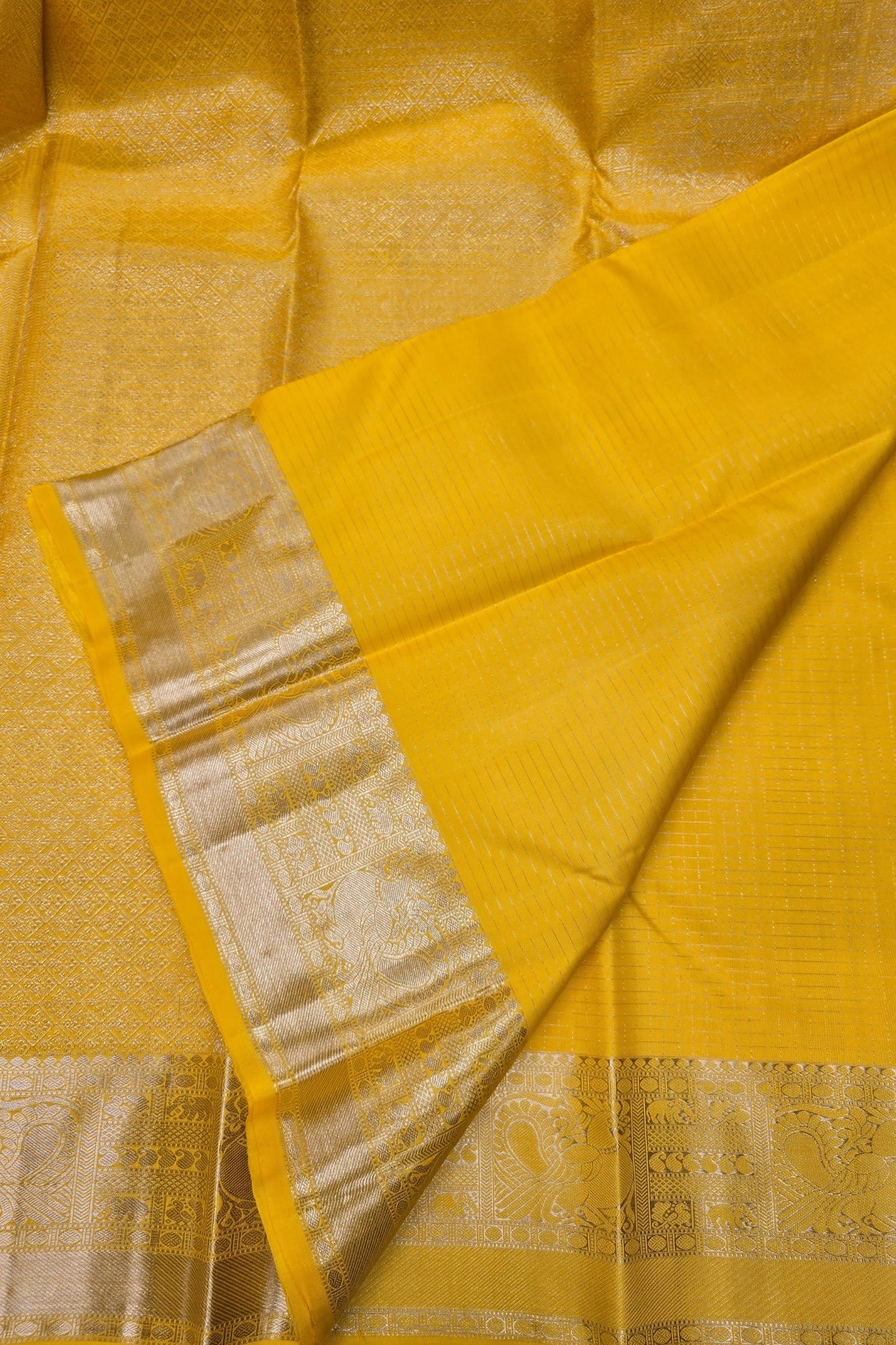 Elegant Yellow Kanchipuram Silk Saree