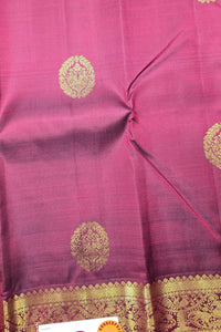 Dark Pink Kanchipuram Silk Saree with Elegant Gold Border