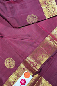 Dark Pink Kanchipuram Silk Saree with Elegant Gold Border