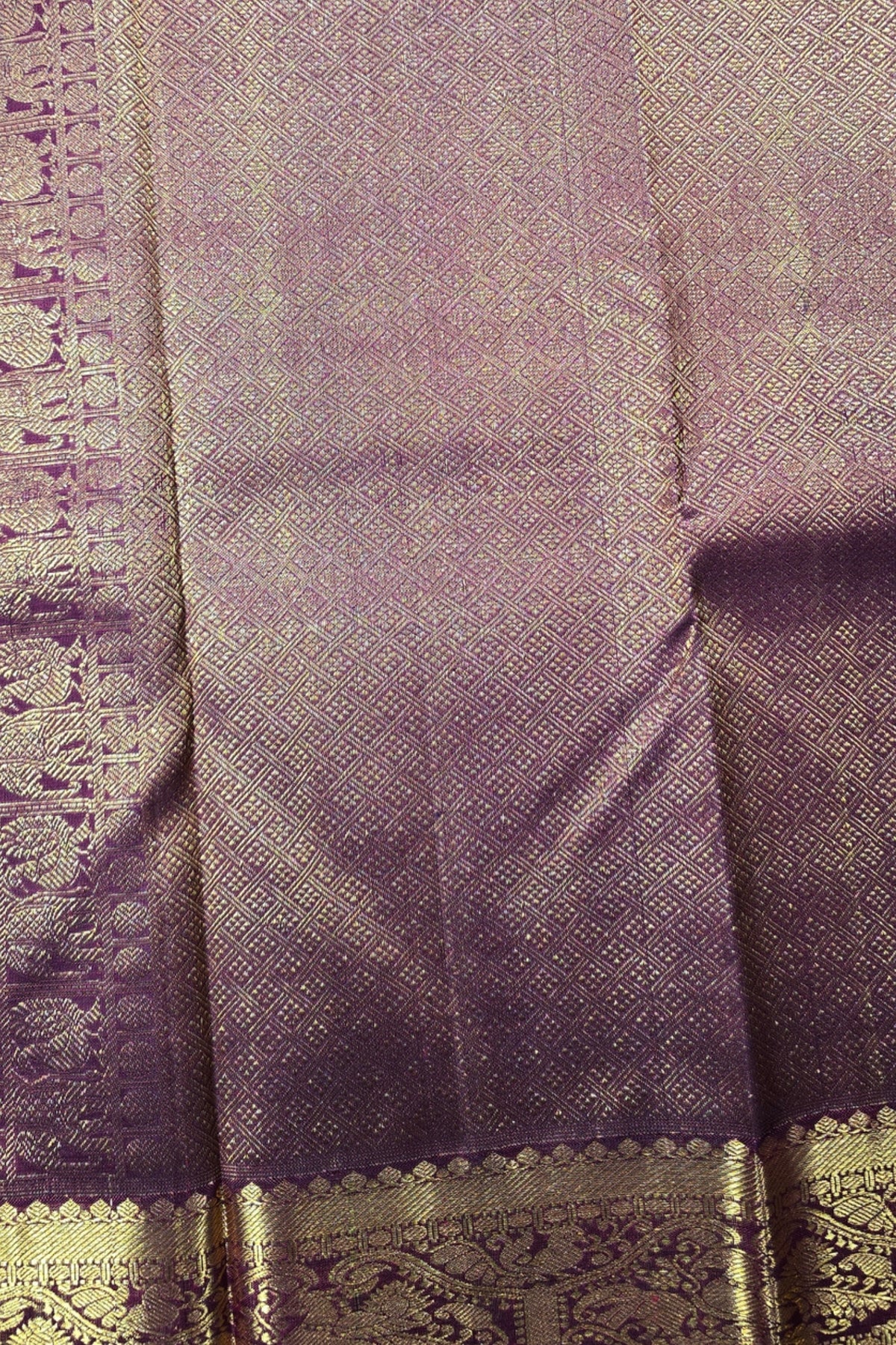 Dark Pink Kanchipuram Silk Saree with Elegant Gold Border