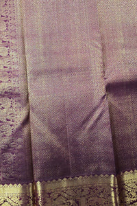 Dark Pink Kanchipuram Silk Saree with Elegant Gold Border