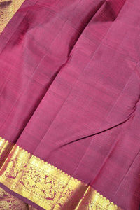 Dark Pink Kanchipuram Silk Saree with Elegant Gold Border