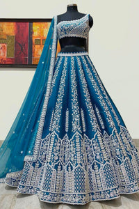 Teal Blue Full Work Lehenga