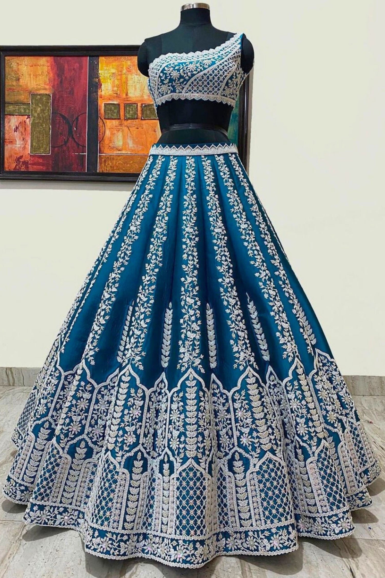 Teal Blue Full Work Lehenga
