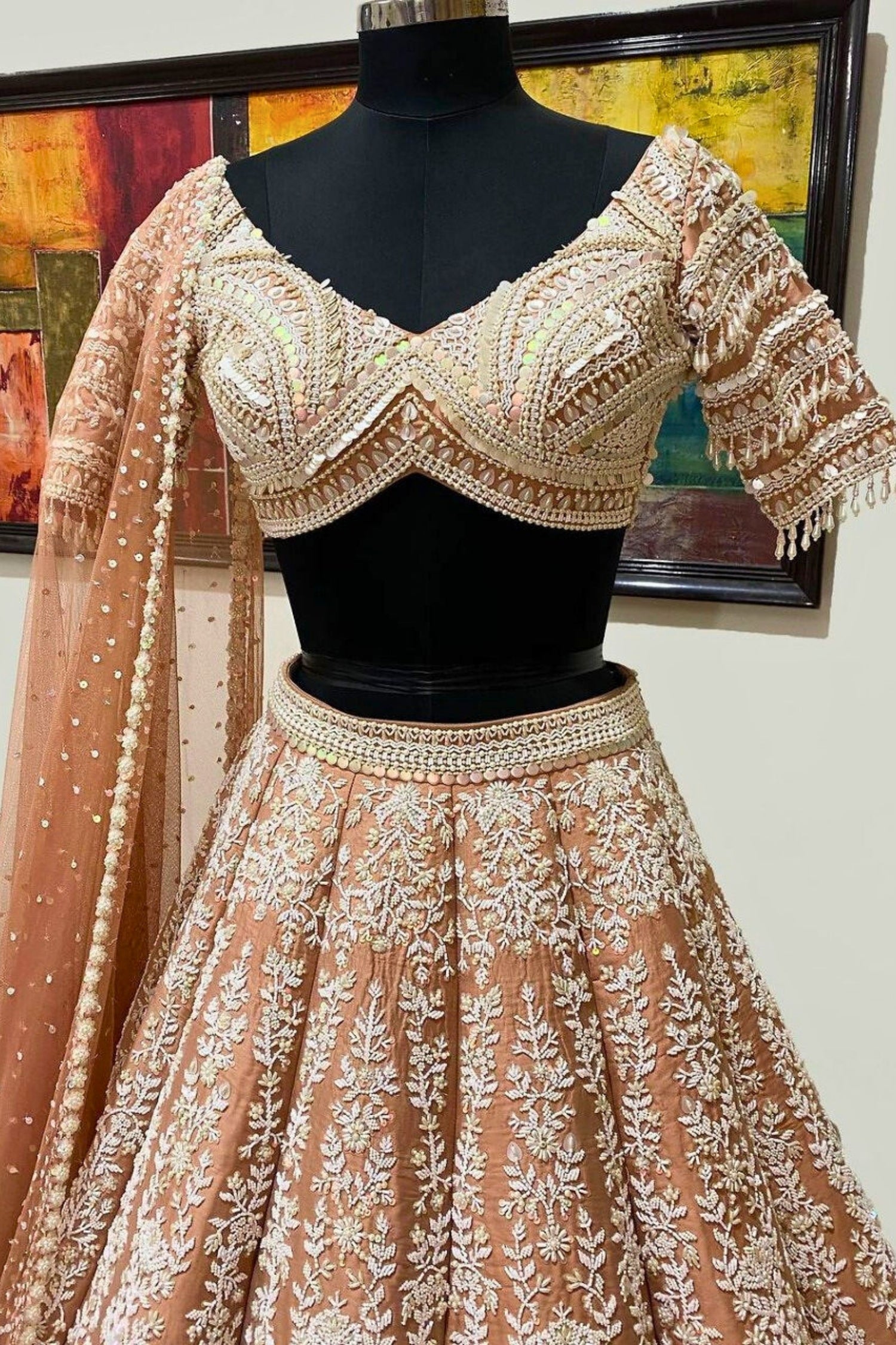 Light Brown Full Work Lehenga