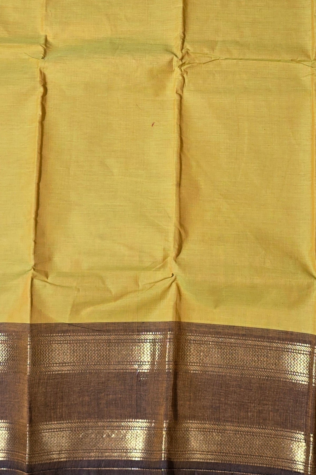 Luxurious Satin Gold Saree with Lava Brown Border