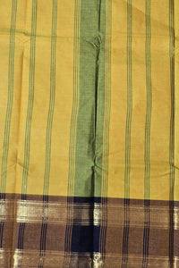 Luxurious Satin Gold Saree with Lava Brown Border