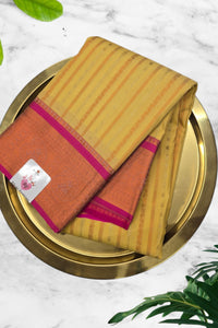 Yellow with Red Border Semi Kanchi Silk Saree