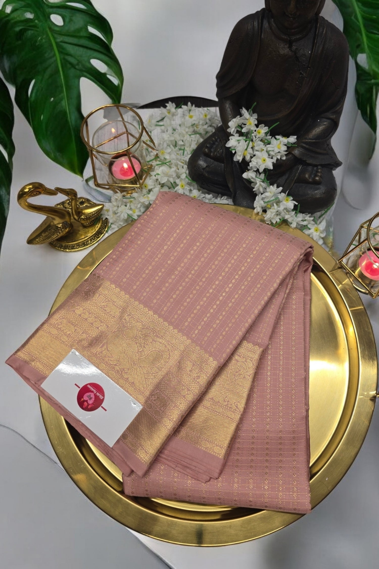 Exquisite Turkish Pink Kanchipuram Silk Saree