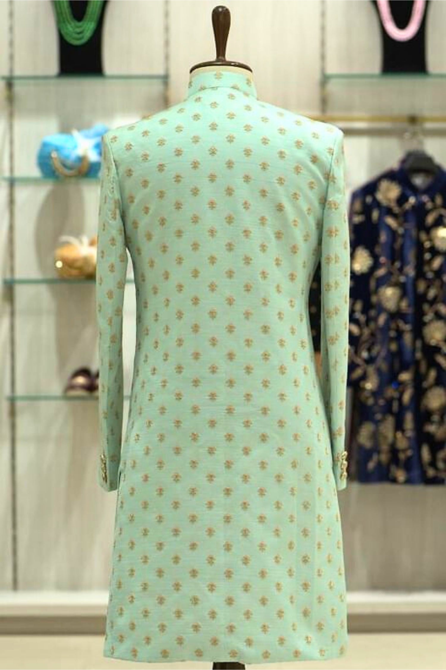 Pista Green Regal Groom Sherwani