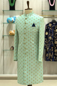 Pista Green Regal Groom Sherwani