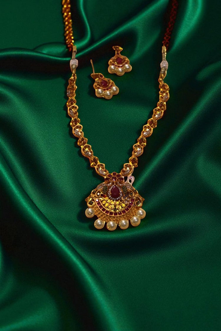 Scarlet Elegance  Necklace  and earing with Red Stones