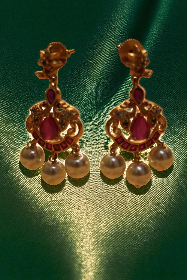 Scarlet Elegance  Necklace  and earing with Red Stones