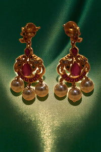 Scarlet Elegance  Necklace  and earing with Red Stones