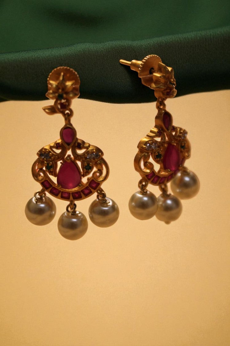 Scarlet Elegance  Necklace  and earing with Red Stones