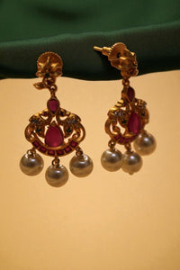 Scarlet Elegance  Necklace  and earing with Red Stones