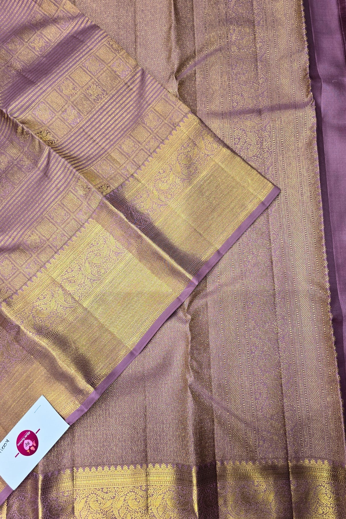 Graceful Lavender Purple Kanchipuram Silk Saree – Handwoven Elegance