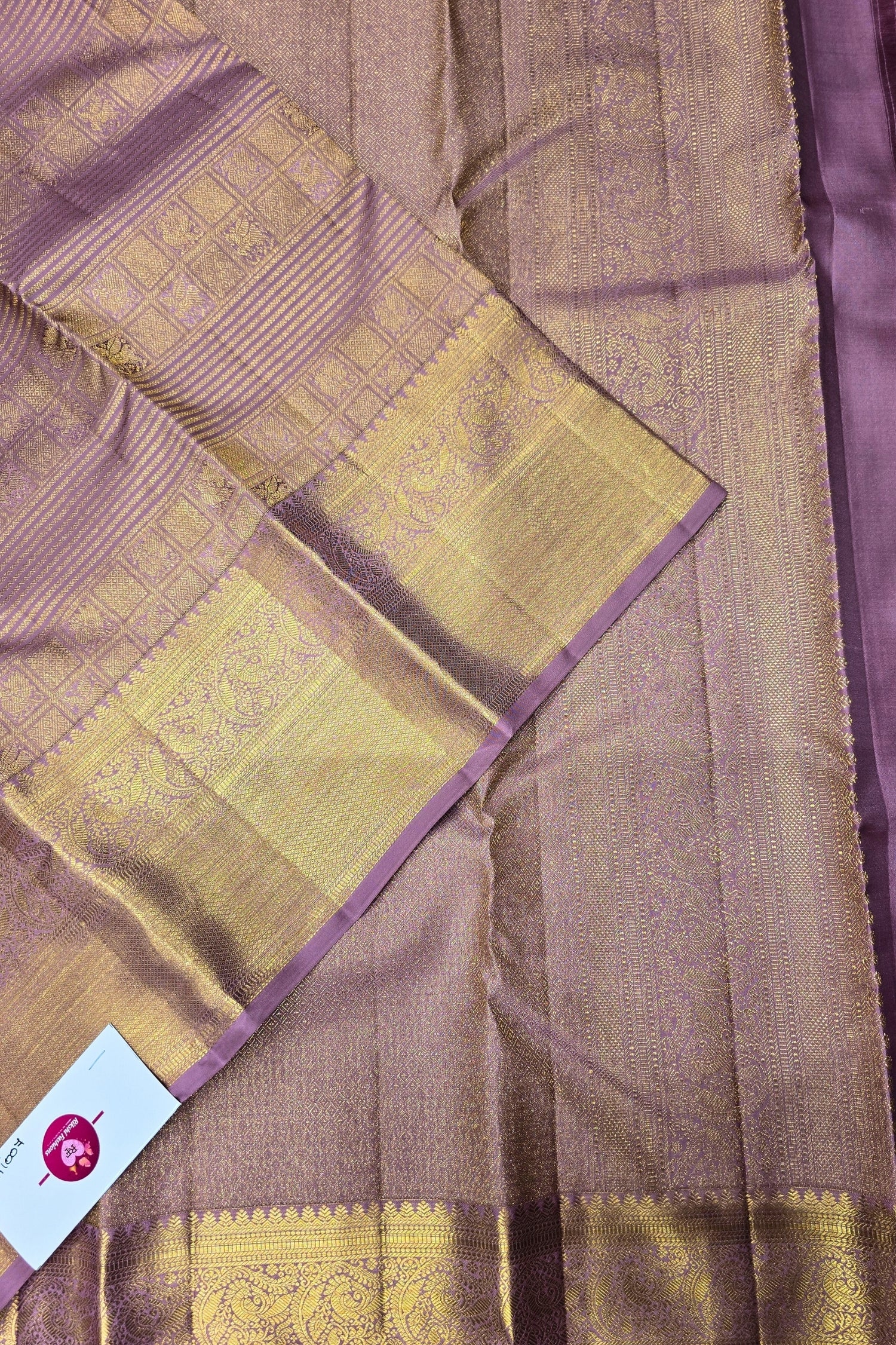 Graceful Lavender Purple Kanchipuram Silk Saree – Handwoven Elegance