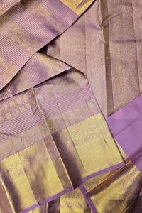 Graceful Lavender Purple Kanchipuram Silk Saree – Handwoven Elegance