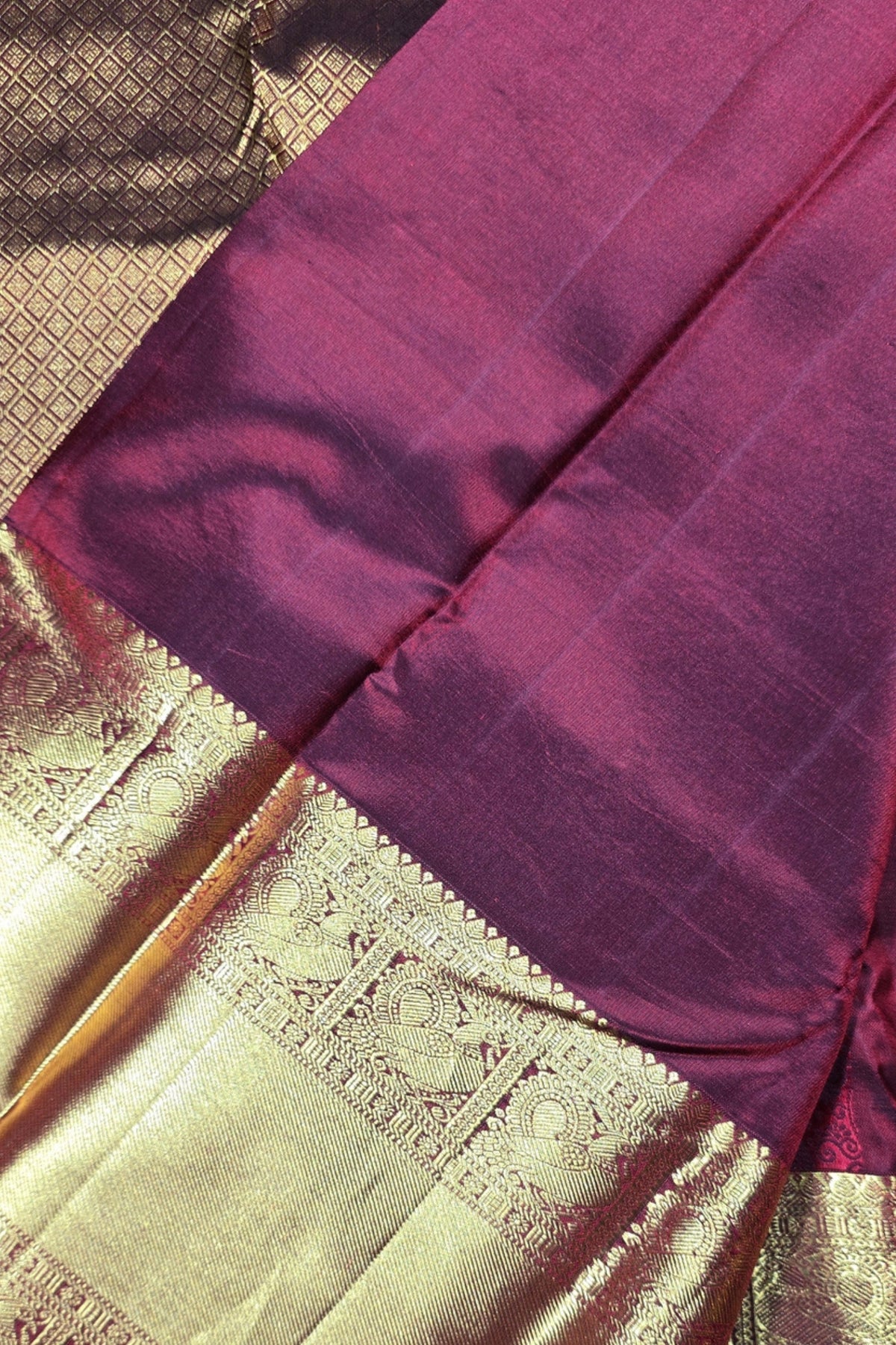 Ruby Red Kanchipuram Silk Saree with Gold Border