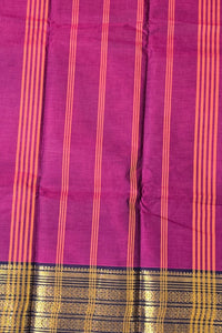 Elegant Purple Cotton Saree with Gold Border