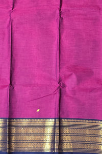 Elegant Purple Cotton Saree with Gold Border
