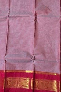 Elegant Old Lavender Cotton Saree with Red Border