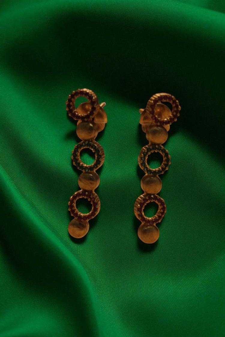 Enchanting Duo Pink & Green Stone Two-Step Necklace with Earrings