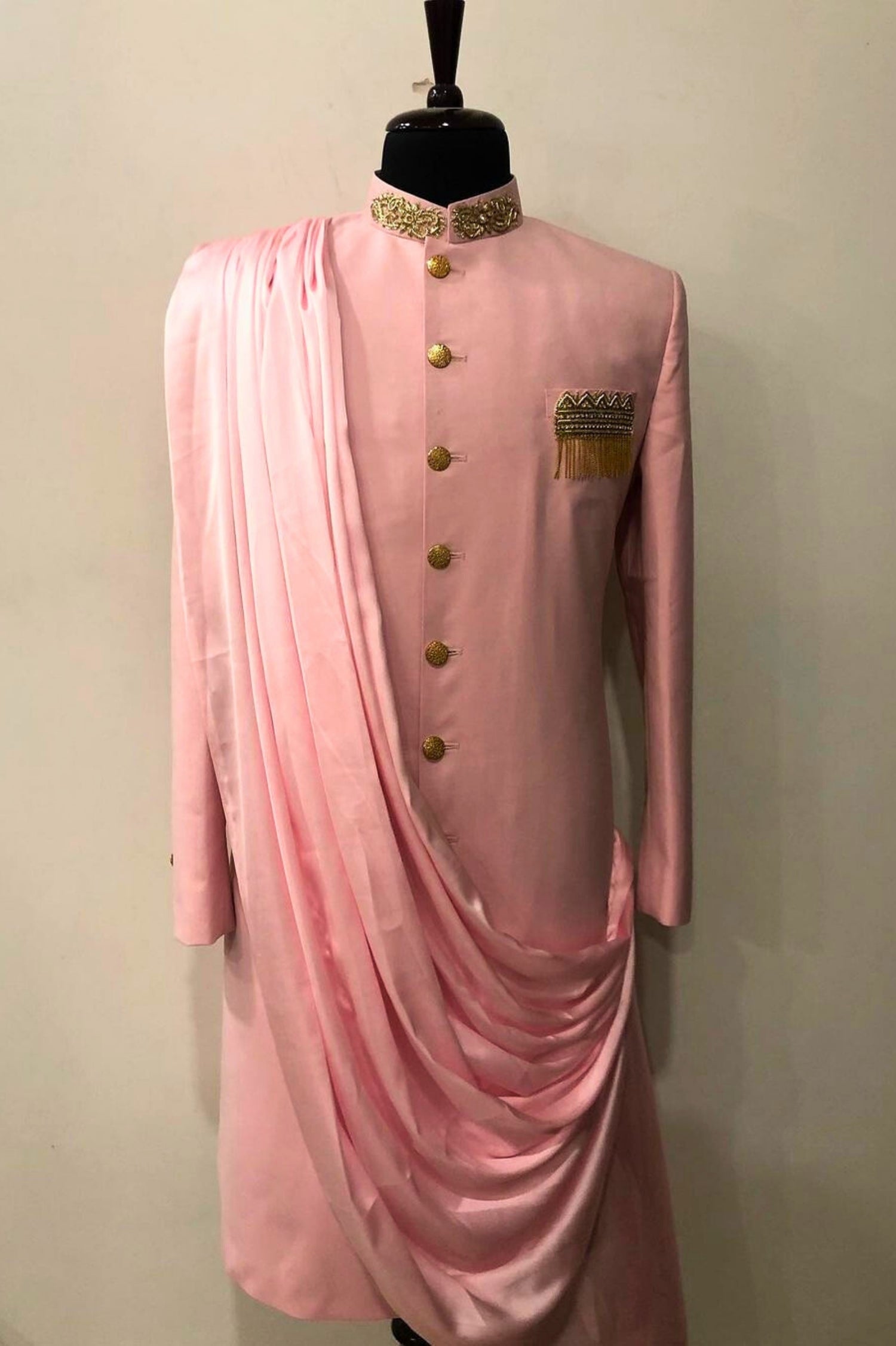 Regal Charm – Pink Sherwani for the Modern Groom