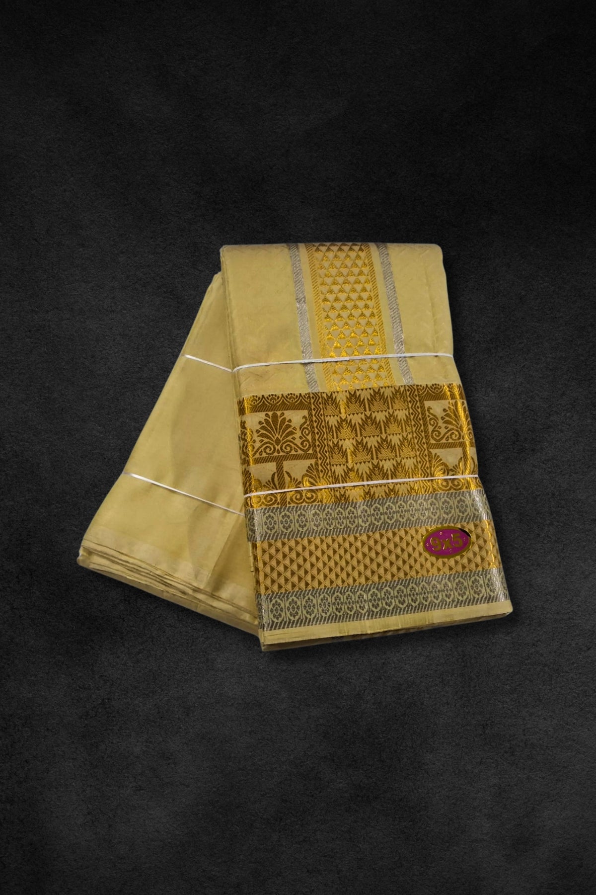 Timeless Elegance: Classic South Indian Vesti with Rich Silver and  Gold Zari