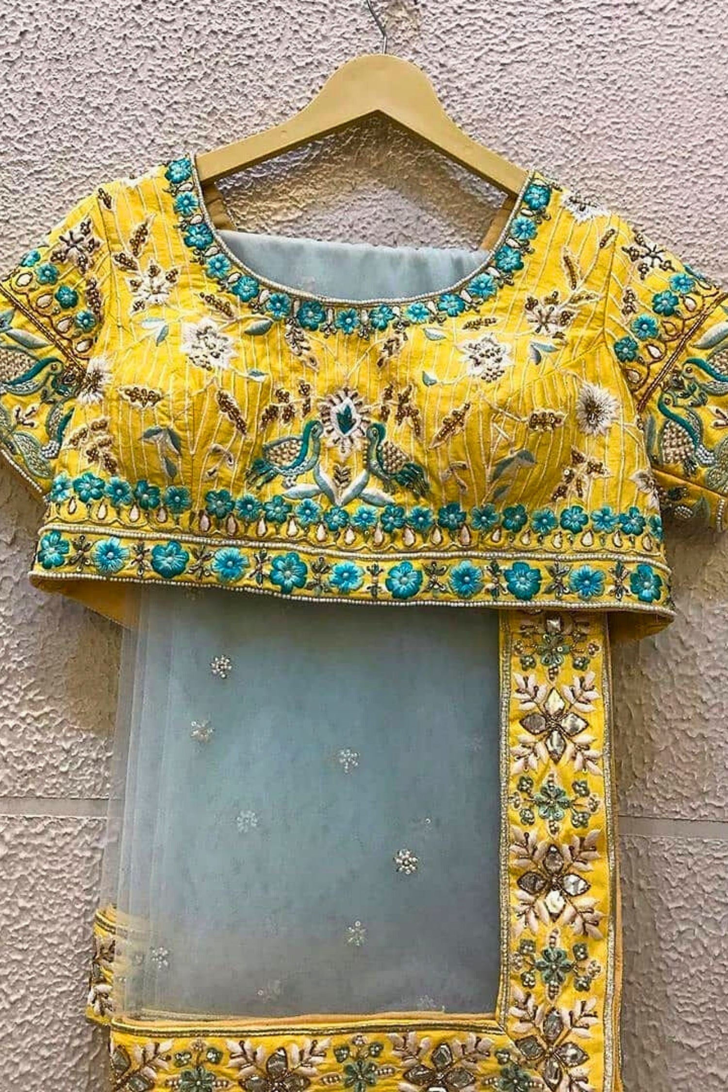 Yellow Bridal Lehenga with Full Embroidery & Sequin Work