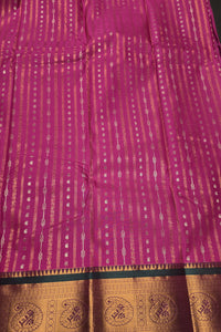 Pink With Blue Semi Kanchi Silk Saree