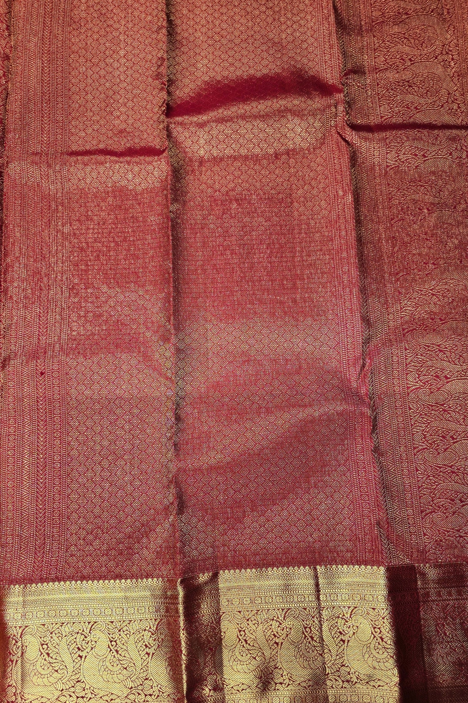 Royal Maroon Kanchipuram Silk Saree – Traditional Grandeur